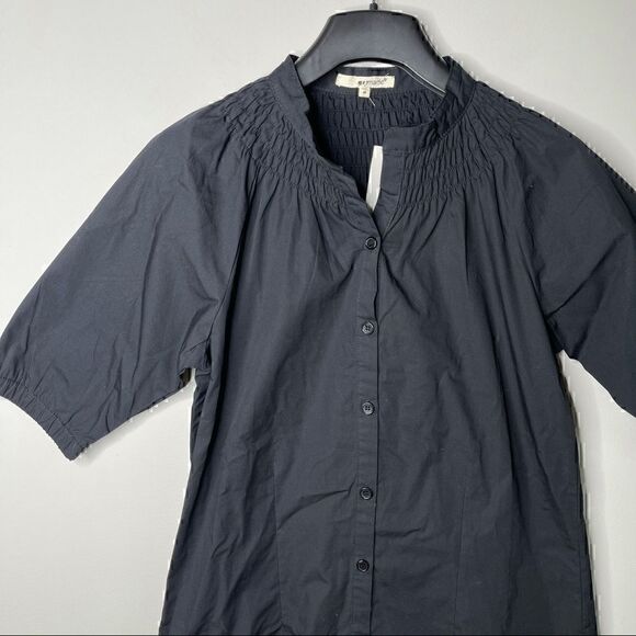 La Made black button down blouse top tunic size medium NWOT - Picture 6 of 7